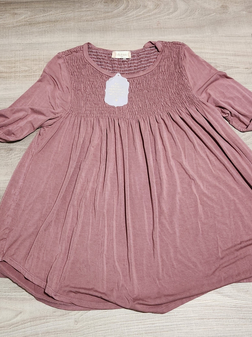 Women’s Smocked Yoke Tunic Top - Dusty Rose